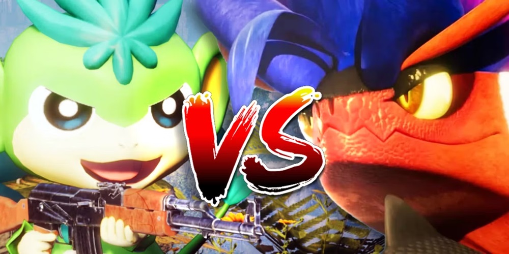 Pokemon wouj ak vyolèt vs Komèsyal Palworld Konpare